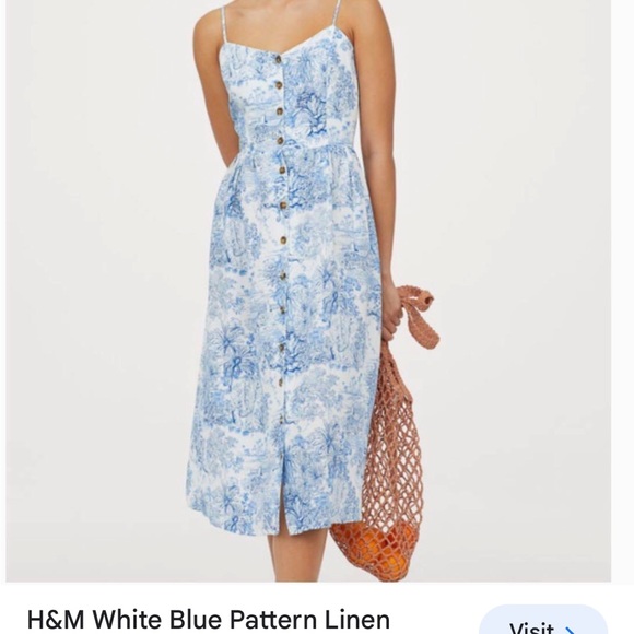H&M Dresses & Skirts - H&M linen blend toile print dress size 14